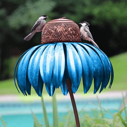 Mygametables Coneflower Bird Feeder Metal Garden Decor