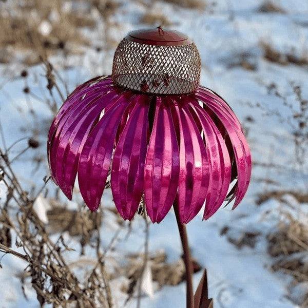 Mygametables Coneflower Bird Feeder Metal Garden Decor