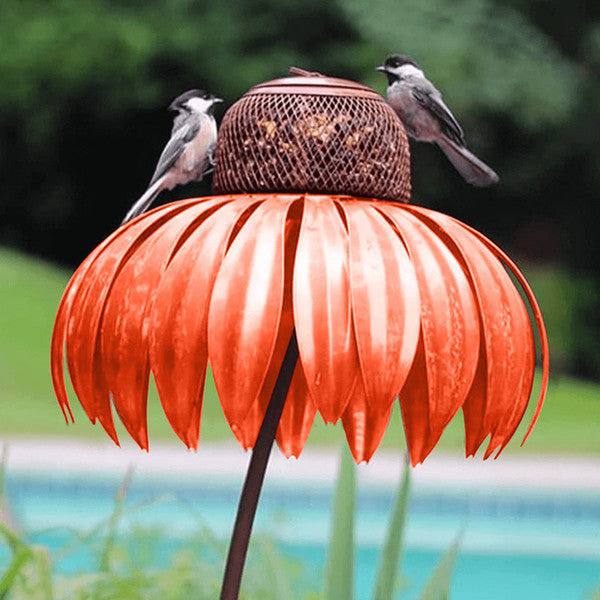 Mygametables Coneflower Bird Feeder Metal Garden Decor