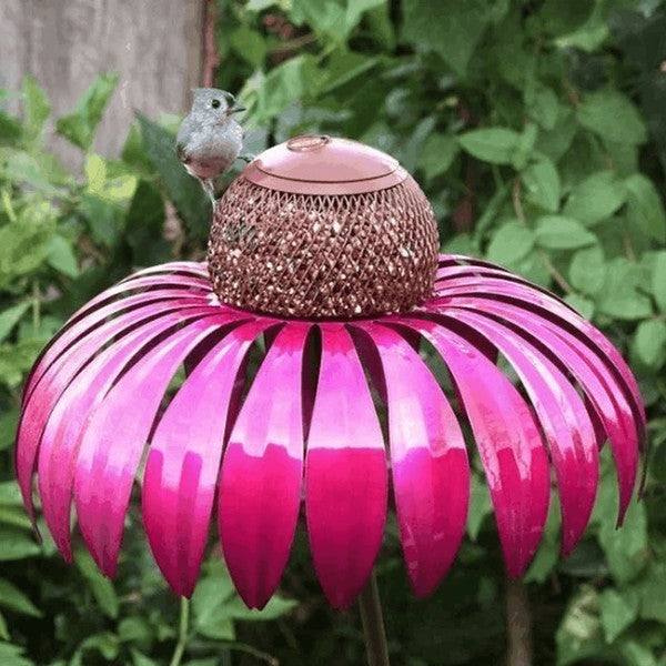 Mygametables Coneflower Bird Feeder Metal Garden Decor