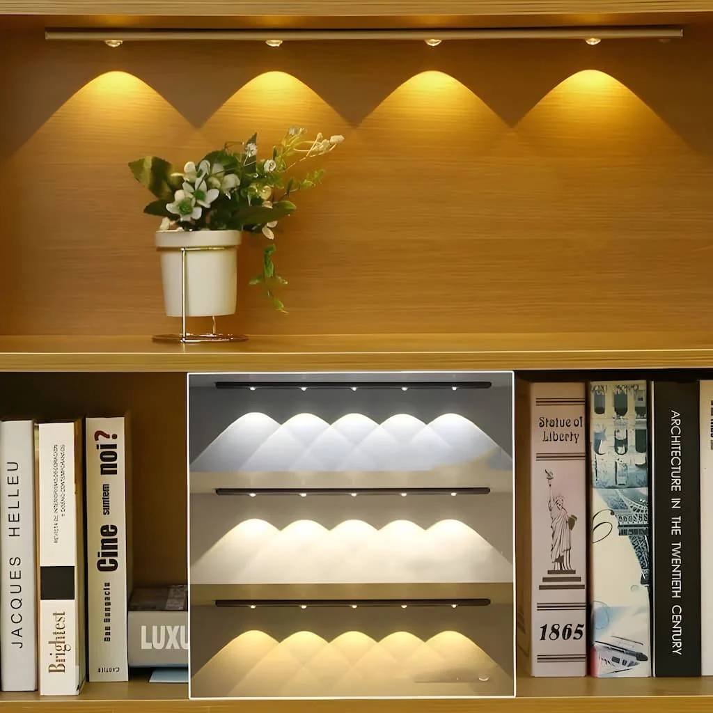 Wireless LED Light with Motion Sensor, Rechargeable and Dimmable 3-Color Lamp