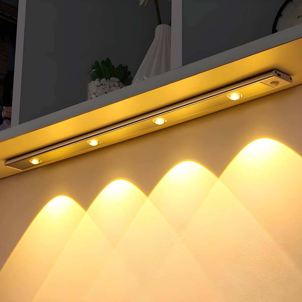 Wireless LED Light with Motion Sensor, Rechargeable and Dimmable 3-Color Lamp