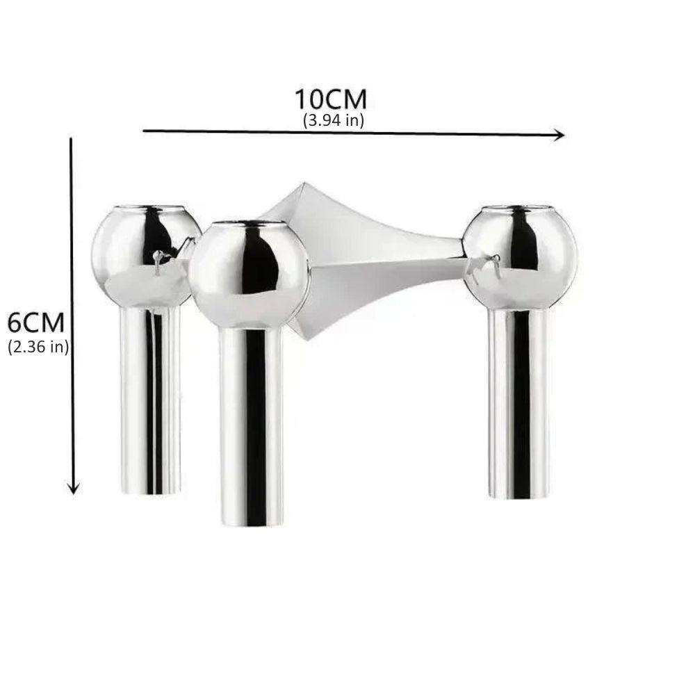 Modern Molecular Metal Candle Holder, Nordic Inspired Silver Centerpiece for Elegant Interiors