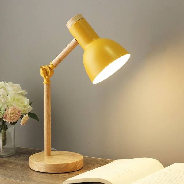 Nordic Wooden LED Desk Lamp with Adjustable Arm