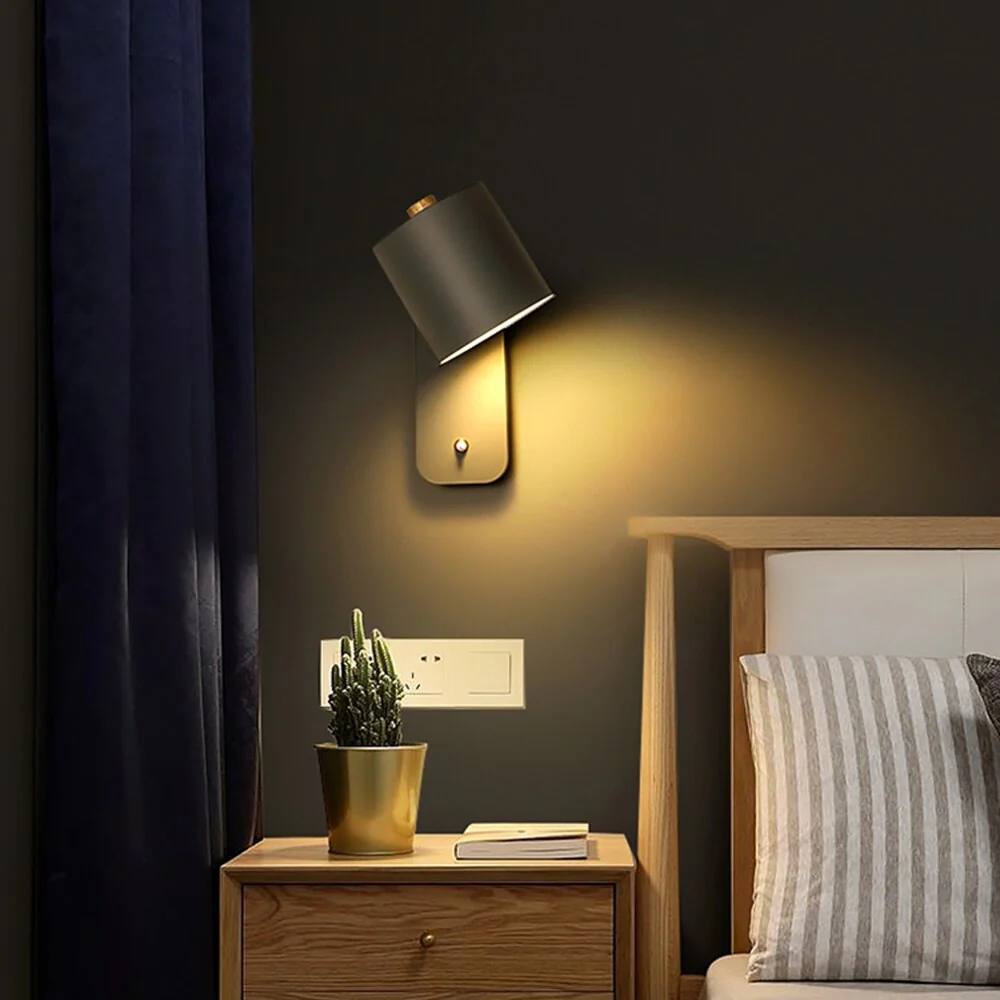 LED Wall Light with Switch, Modern Metal Indoor Lamp