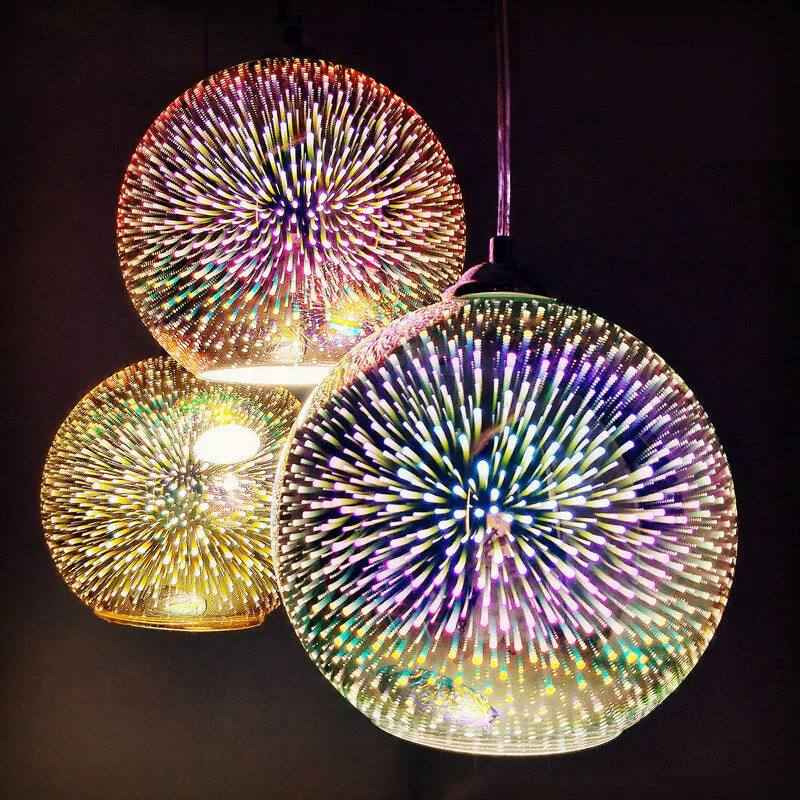 3D Fireworks Glass Pendant Light with Creative Color Glass Design