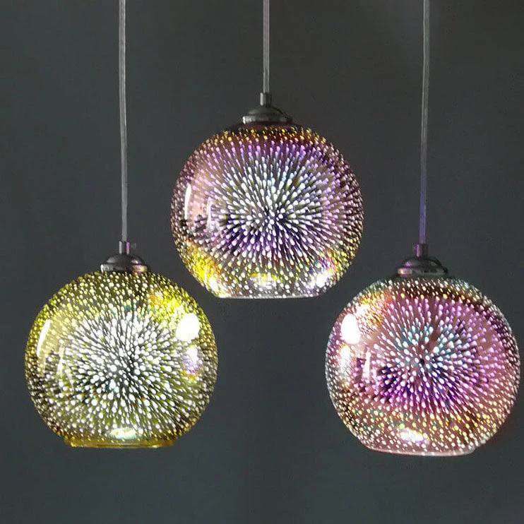 3D Fireworks Glass Pendant Light with Creative Color Glass Design