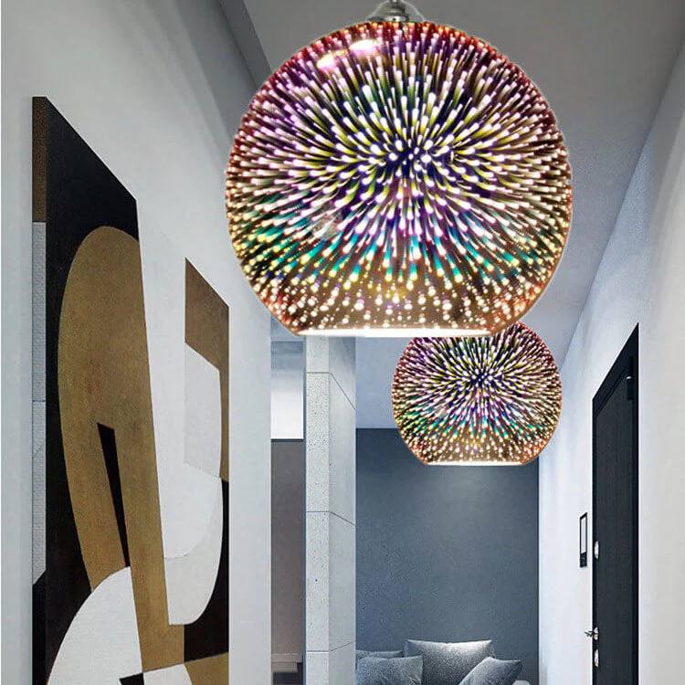3D Fireworks Glass Pendant Light with Creative Color Glass Design