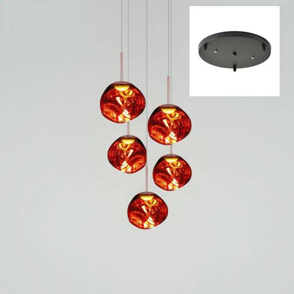 Multi Light Pendant Lamp, Sculptural Melt Design for Interior Spaces