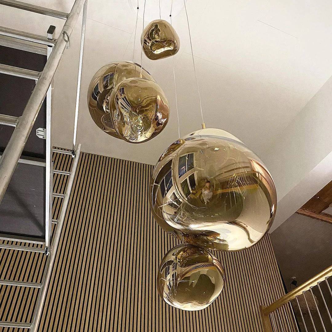 Multi Light Pendant Lamp, Sculptural Melt Design for Interior Spaces