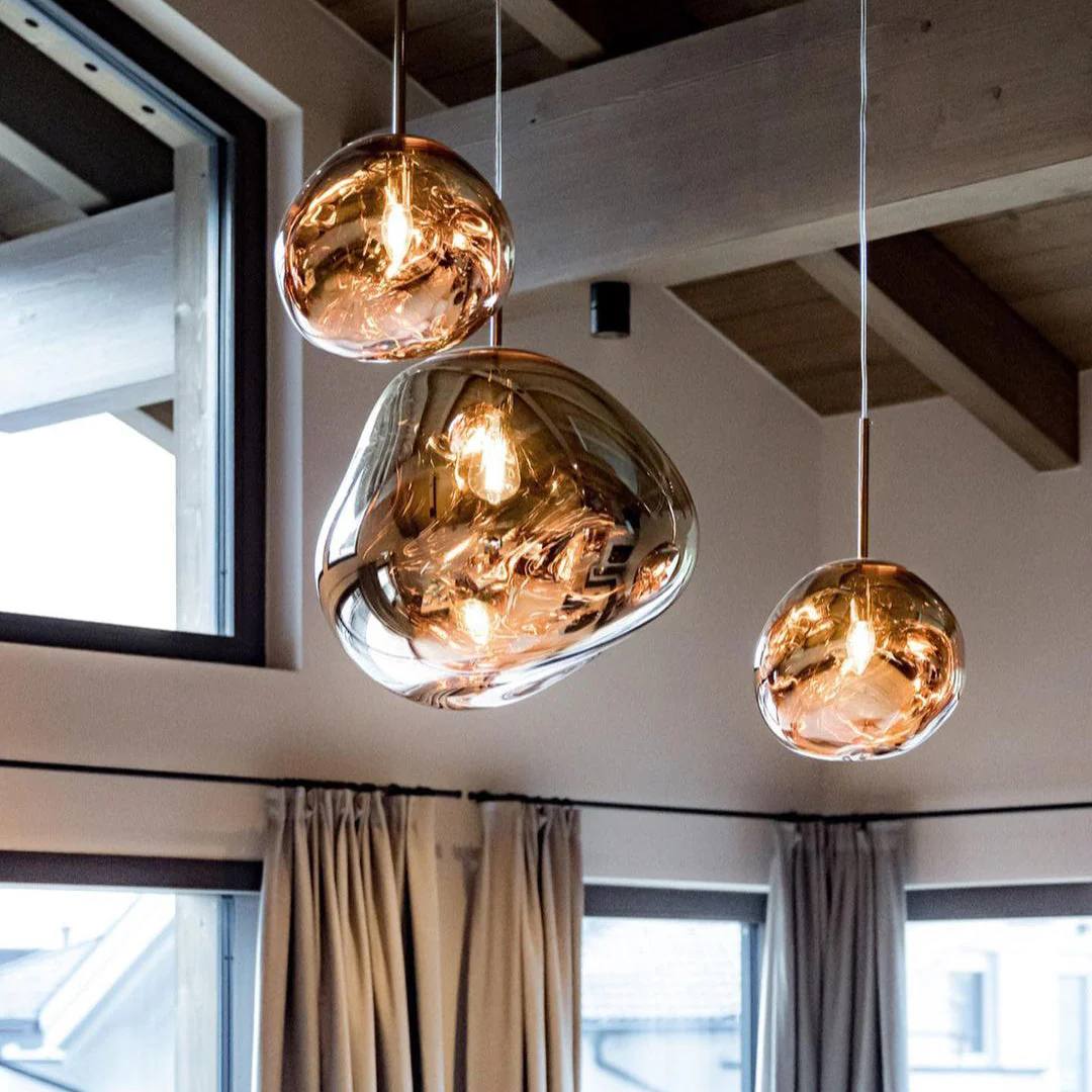 Multi Light Pendant Lamp, Sculptural Melt Design for Interior Spaces