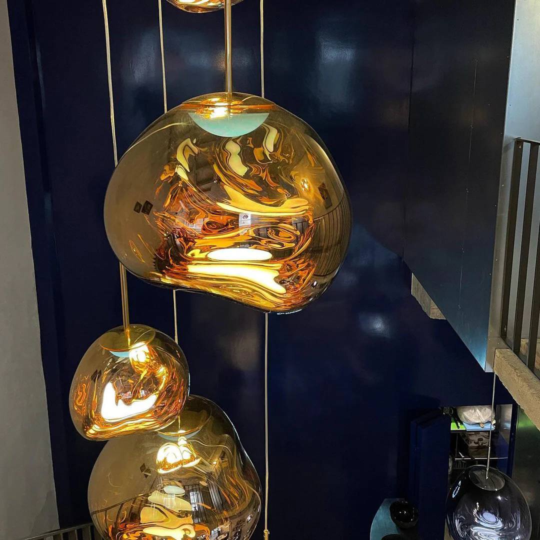 Multi Light Pendant Lamp, Sculptural Melt Design for Interior Spaces