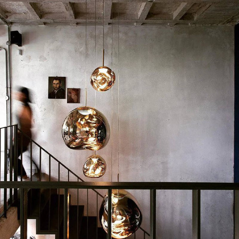 Multi Light Pendant Lamp, Sculptural Melt Design for Interior Spaces