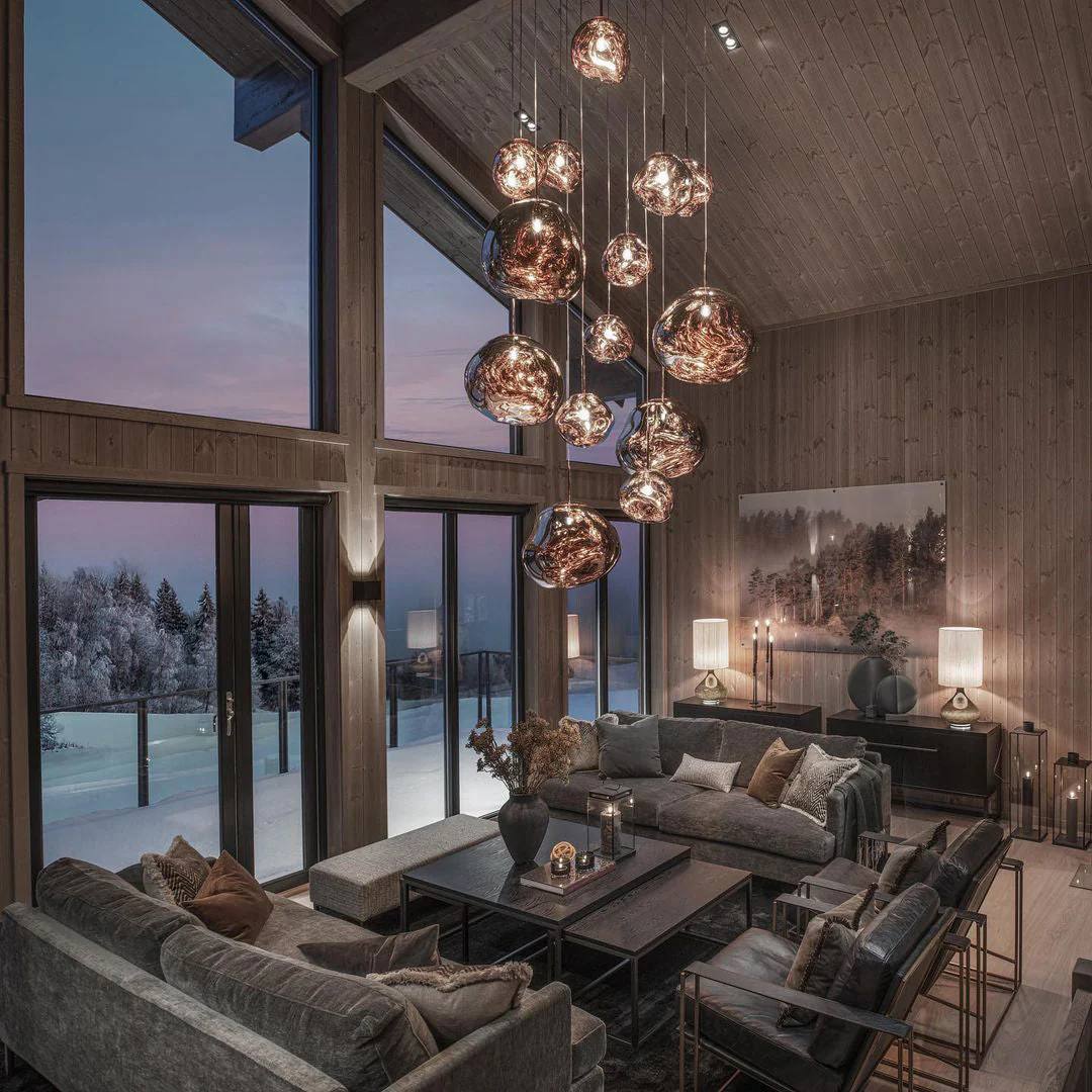 Multi Light Pendant Lamp, Sculptural Melt Design for Interior Spaces