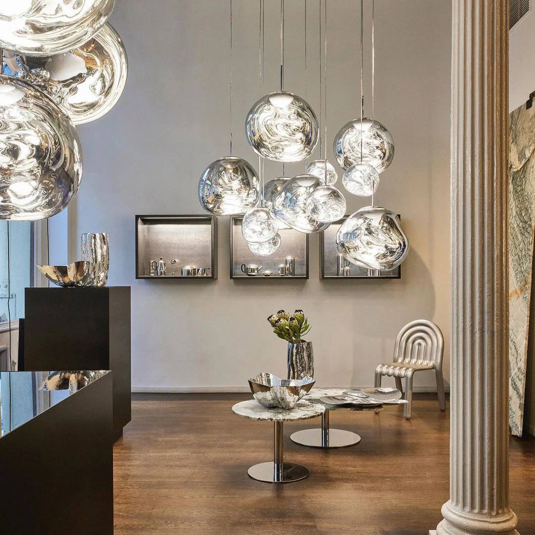 Multi Light Pendant Lamp, Sculptural Melt Design for Interior Spaces