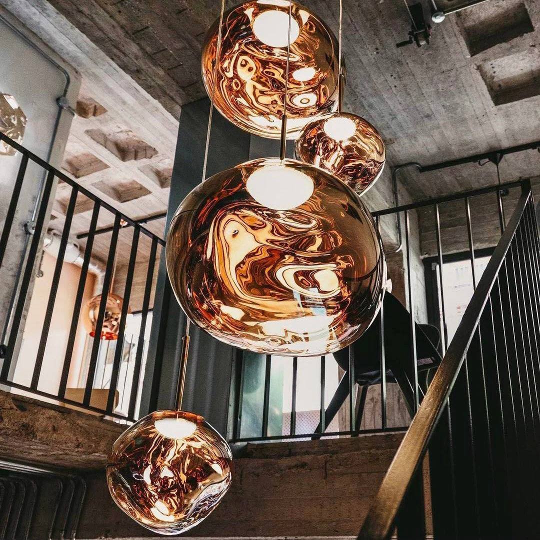 Multi Light Pendant Lamp, Sculptural Melt Design for Interior Spaces