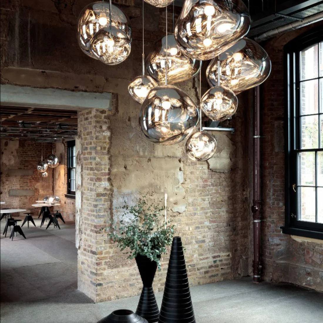 Multi Light Pendant Lamp, Sculptural Melt Design for Interior Spaces