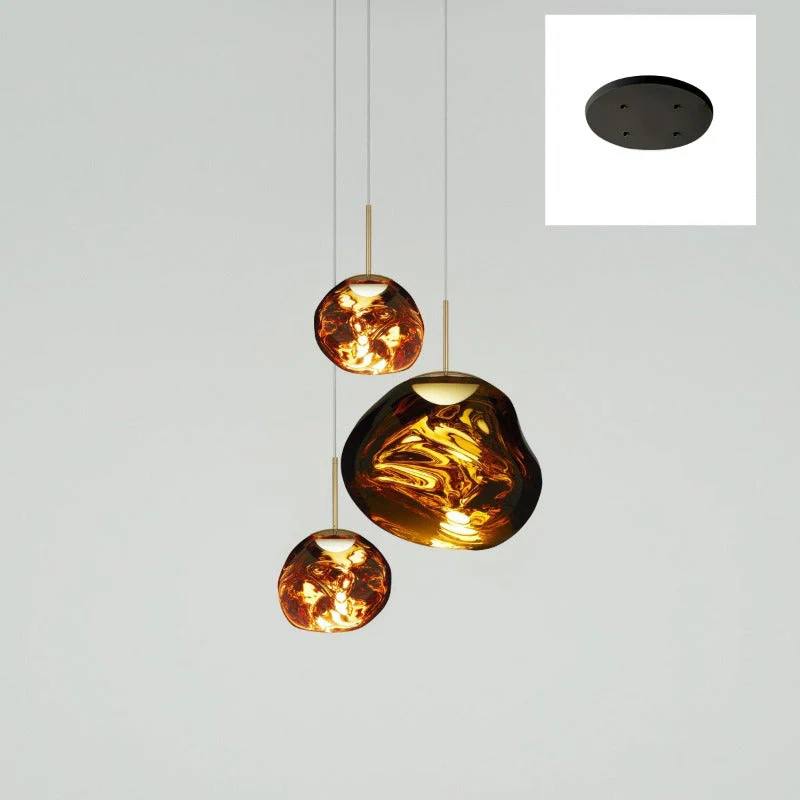 Multi Light Pendant Lamp, Sculptural Melt Design for Interior Spaces