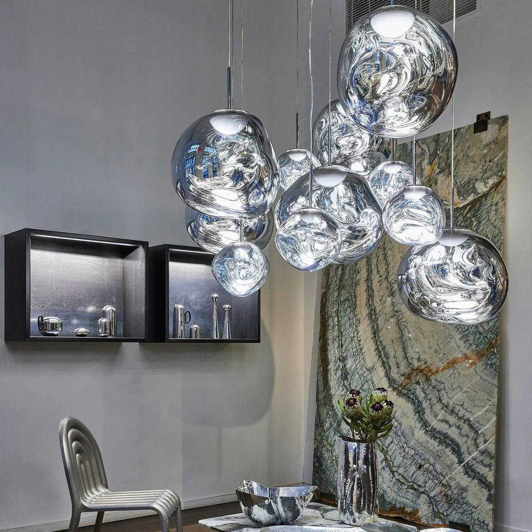 Multi Light Pendant Lamp, Sculptural Melt Design for Interior Spaces