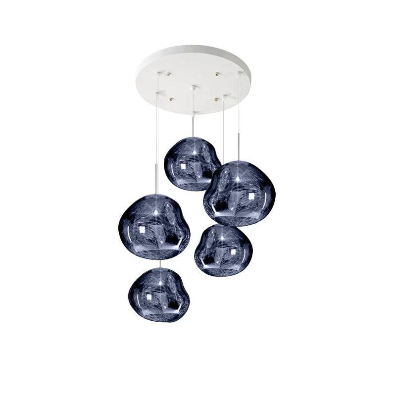Multi Light Pendant Lamp, Sculptural Melt Design for Interior Spaces
