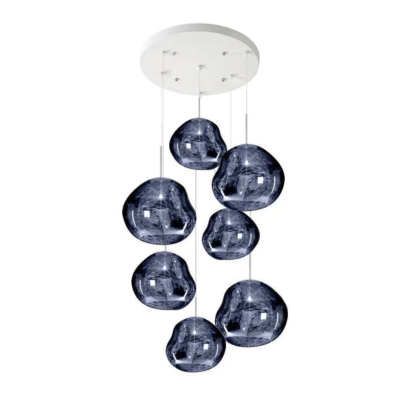 Multi Light Pendant Lamp, Sculptural Melt Design for Interior Spaces