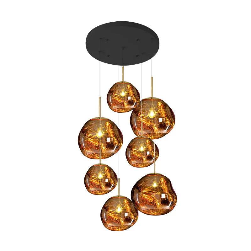 Multi Light Pendant Lamp, Sculptural Melt Design for Interior Spaces