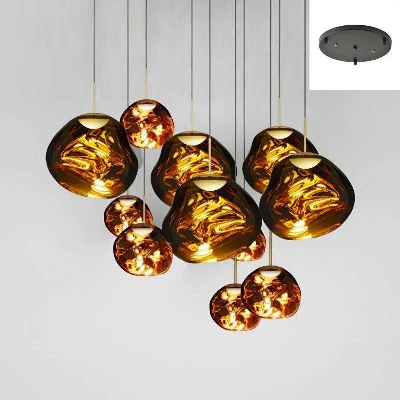 Multi Light Pendant Lamp, Sculptural Melt Design for Interior Spaces
