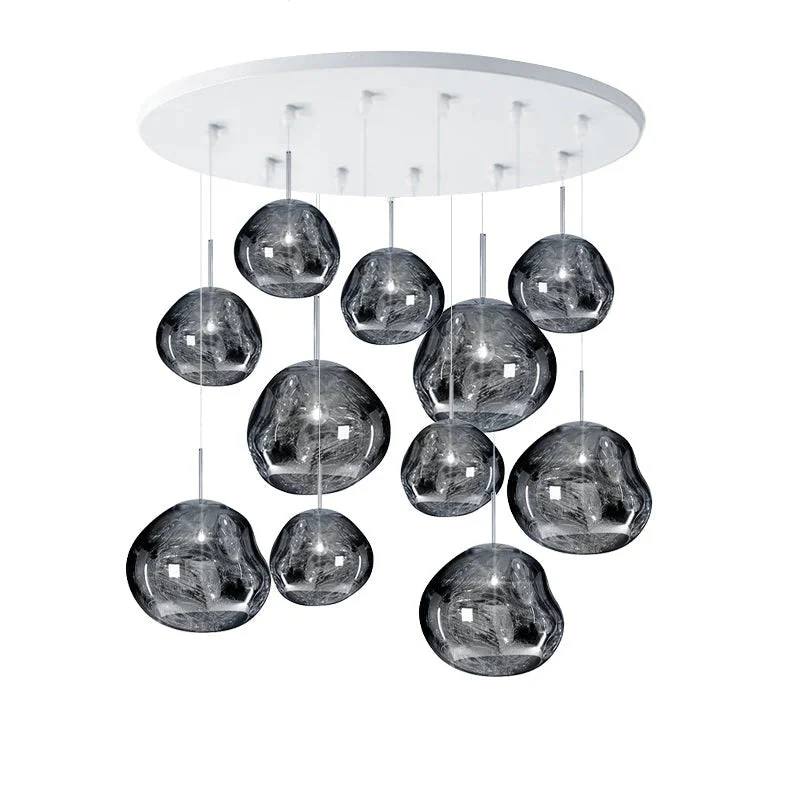 Multi Light Pendant Lamp, Sculptural Melt Design for Interior Spaces