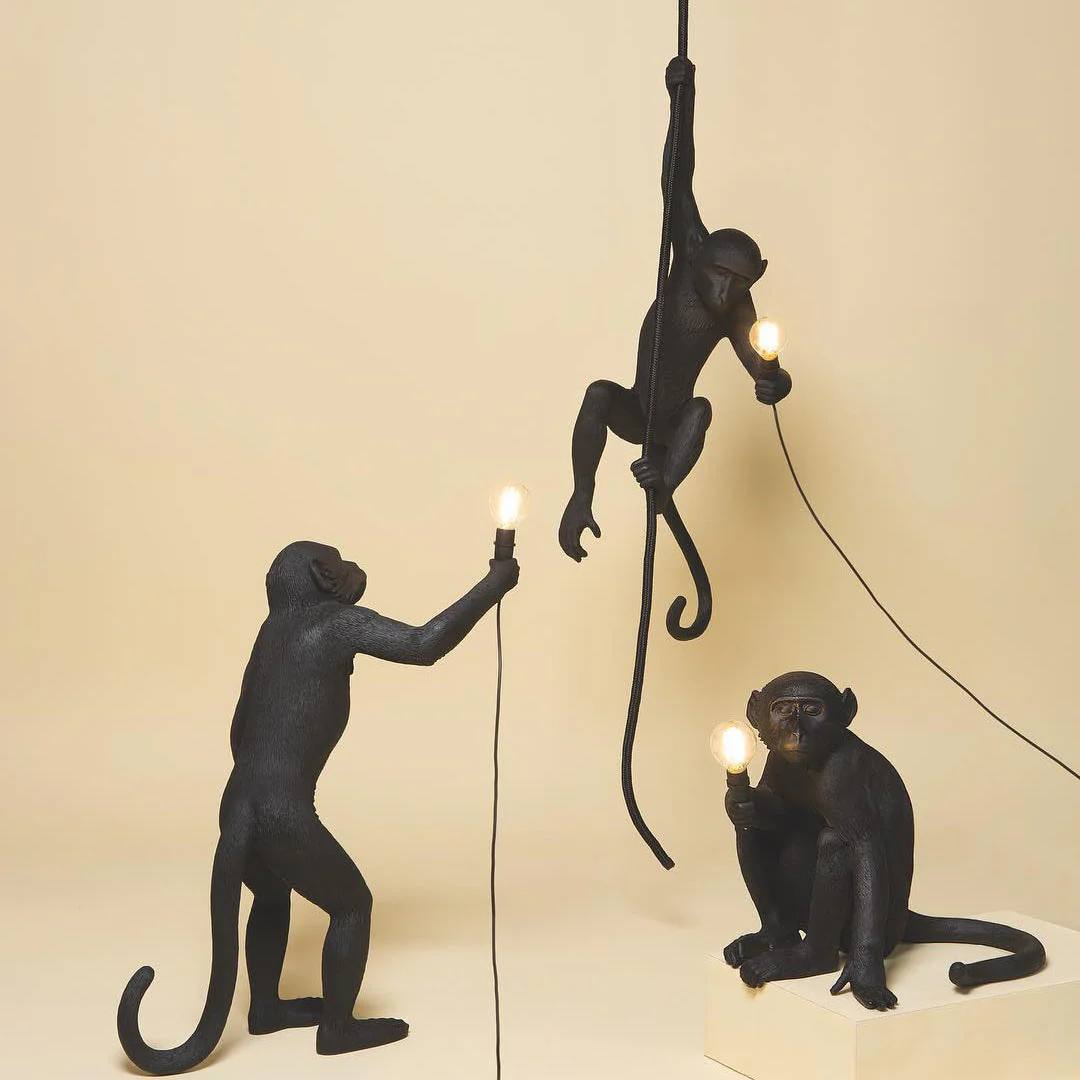 Monkey Pendant Light, Sculptural Hanging Lamp for Indoor Spaces