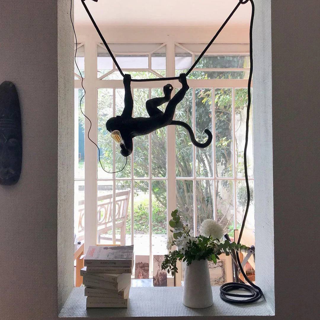 Monkey Pendant Light, Sculptural Hanging Lamp for Indoor Spaces