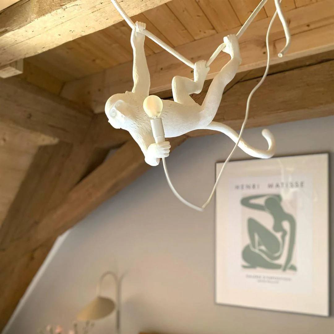 Monkey Pendant Light, Sculptural Hanging Lamp for Indoor Spaces