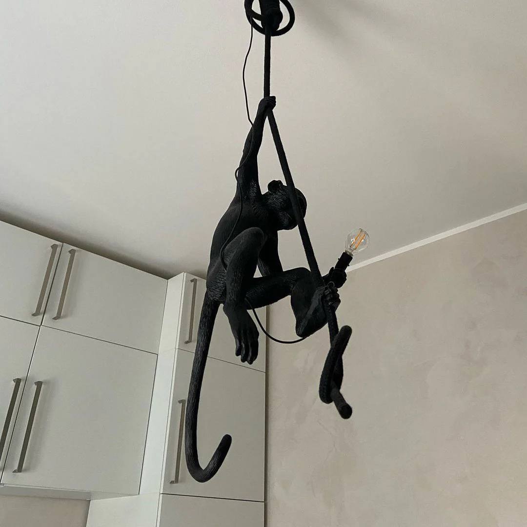 Monkey Pendant Light, Sculptural Hanging Lamp for Indoor Spaces