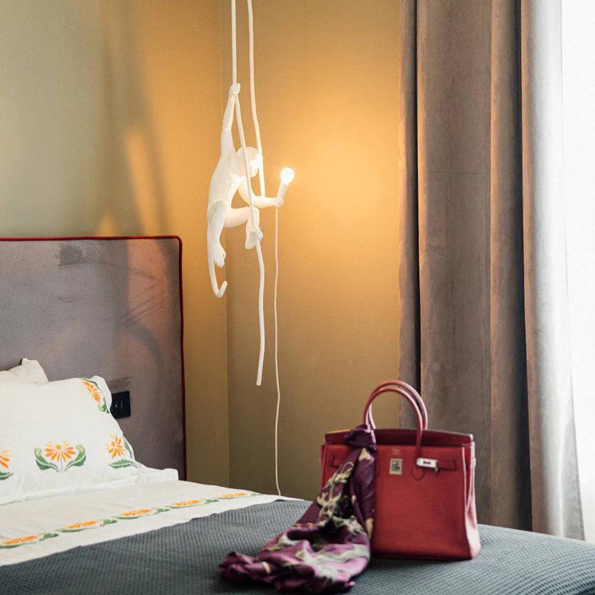 Monkey Pendant Light, Sculptural Hanging Lamp for Indoor Spaces