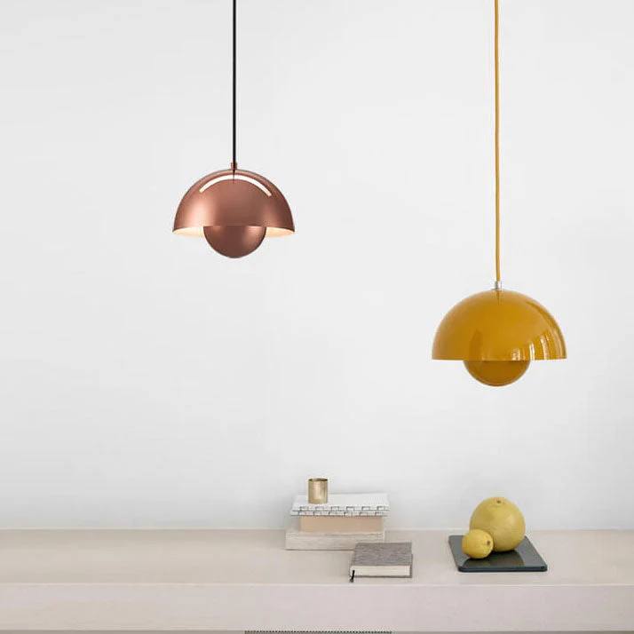Nordic Macaron Dome Pendant Light, One-Light Metal Hanging Lamp