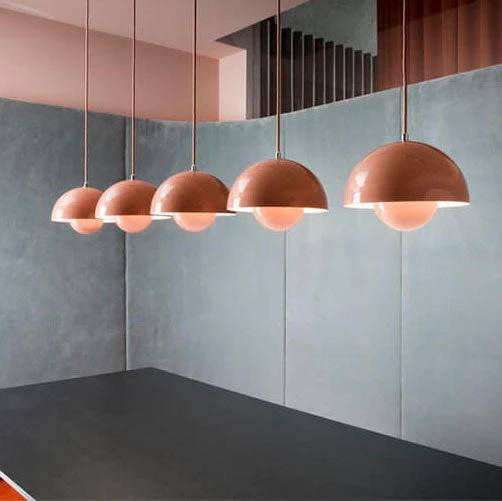 Nordic Macaron Dome Pendant Light, One-Light Metal Hanging Lamp