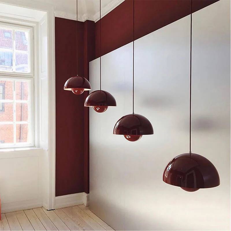 Nordic Macaron Dome Pendant Light, One-Light Metal Hanging Lamp