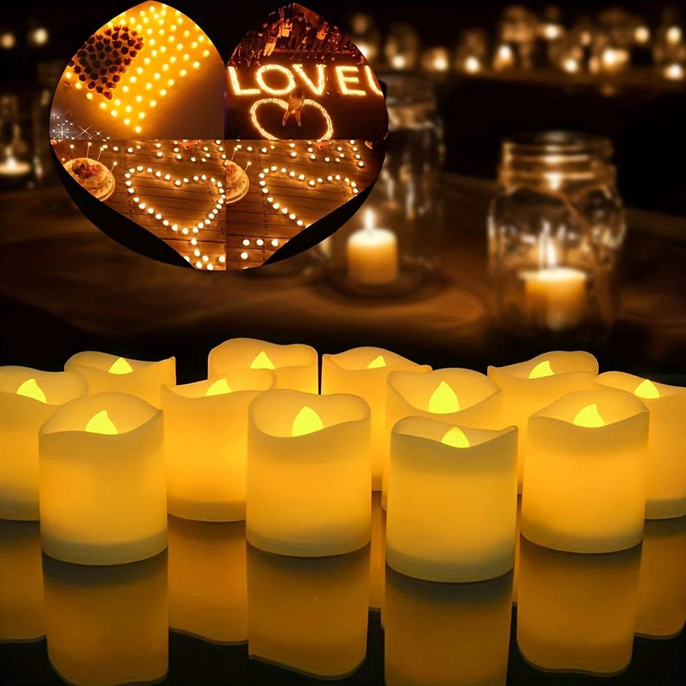Flameless LED Tealight Candles, Battery Operated Flickering Lights for Weddings and Romantic Events