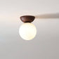 Glass Globe Ceiling Light, Wood Grain Design