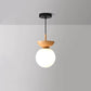 Glass Globe Ceiling Light, Wood Grain Design