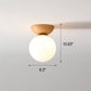 Glass Globe Ceiling Light, Wood Grain Design