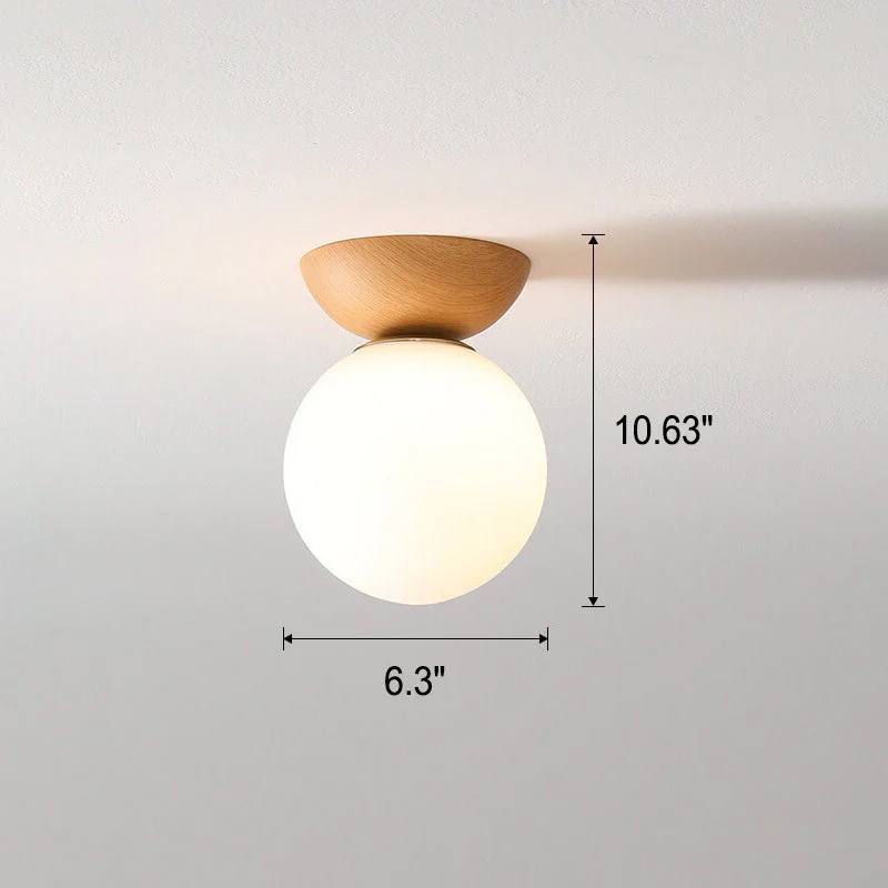 Glass Globe Ceiling Light, Wood Grain Design