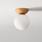 Glass Globe Ceiling Light, Wood Grain Design
