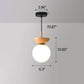 Glass Globe Ceiling Light, Wood Grain Design