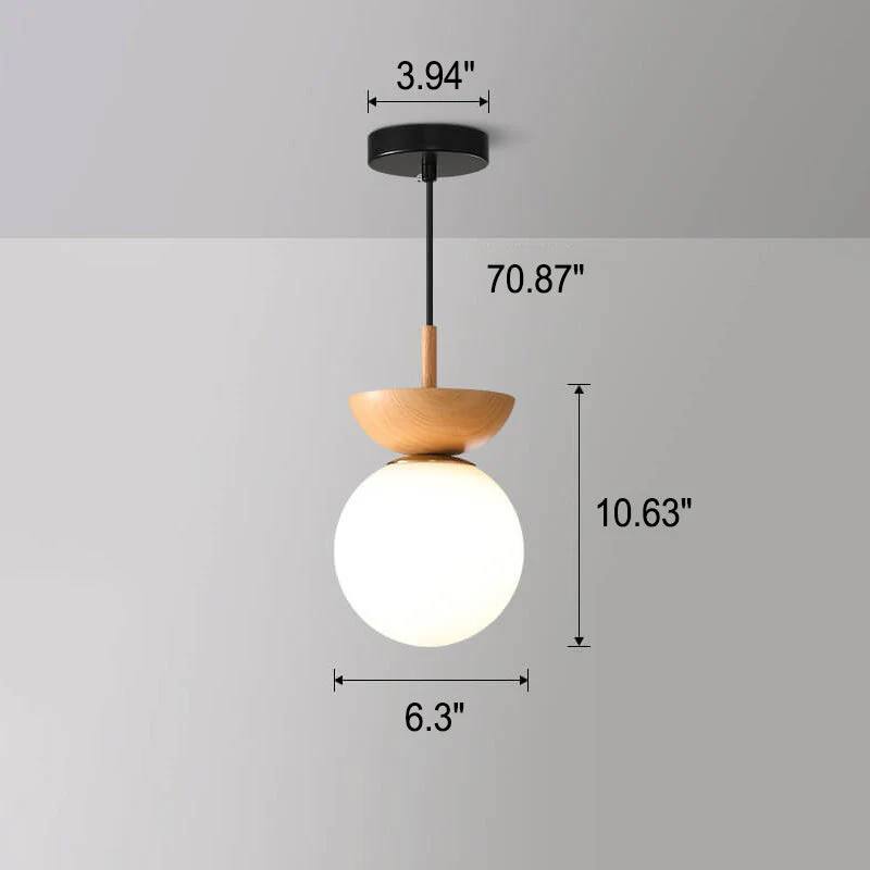 Glass Globe Ceiling Light, Wood Grain Design