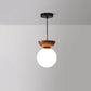 Glass Globe Ceiling Light, Wood Grain Design