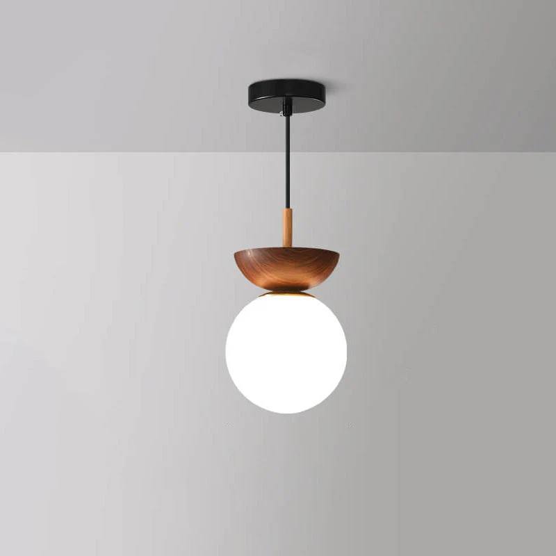Glass Globe Ceiling Light, Wood Grain Design