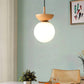 Glass Globe Ceiling Light, Wood Grain Design