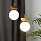 Glass Globe Ceiling Light, Wood Grain Design