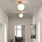 Glass Globe Ceiling Light, Wood Grain Design