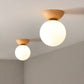 Glass Globe Ceiling Light, Wood Grain Design